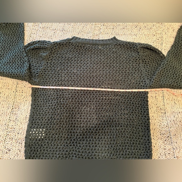 Joie Lala Puff Sleeve Crochet Open Knit Sweater in Jungle Green, Size S, NWOT - Picture 4 of 6